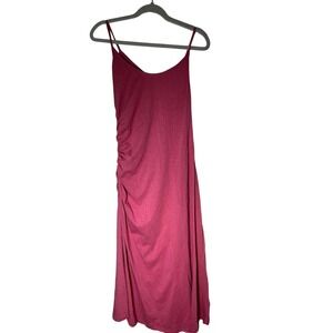 REVOLVE Sundry Pink Ruched Side Cotton Midi Dress Spaghetti Strap  Size 3 NWT